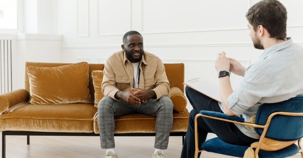 Man talks to his therapist.